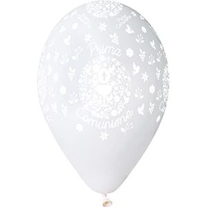 Verpakking met 25 ballonnen Pearly Prima Comunione in natuurlijke latex, premium kwaliteit G120 (diameter 33 cm), witte parel