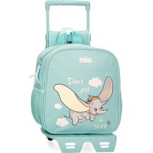 Joumma Disney Dumbo Fly kleuterrugzak met trolley, blauw, 23 x 25 x 10 cm, polyester, 5,25 l, blauw, Talla única, kleuterrugzak met trolley, Blauw, Kleuterrugzak met trolley