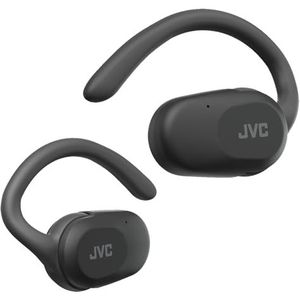 JVC HA-NP40T-B, True Wireless Open-Ear hoofdtelefoon met Pivot Motion oorhaken, 16 mm neodymium magneet, Bluetooth 5.4, 26 uur speeltijd, zwart