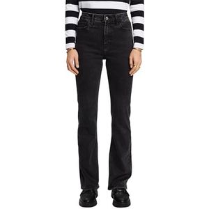 ESPRIT Bootcut jeans met bijzonder hoge taille, Black Dark Washed