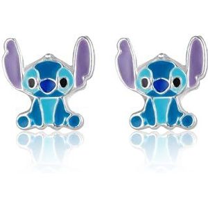Disney Lilo en Stitch, oorbellen, sterling zilver, met lak voor kinderen, meisjes, Disney sieraden, sterling zilver, Sterling zilver, Geen edelsteen