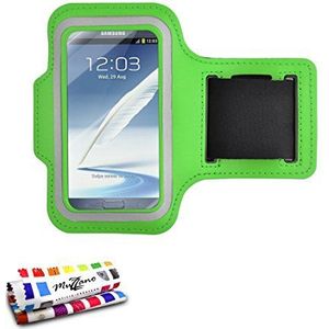 Muzzano Sportarmband voor Samsung Galaxy Note 2 [Tonic All Note] [Groen] + stylus en reinigingsdoek van Muzzano®, ultieme bescherming, antislip en duurzaam voor de Samsung Galaxy Note 2