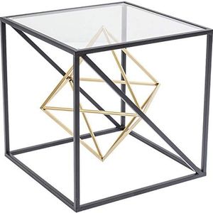 Kare Prisma salontafel van glas met metalen vlechtwerk 45 x 45 x 45 cm