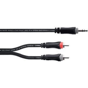 Y-kabel stereo mini jack / 2 cinch 3 m