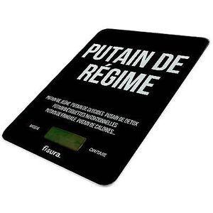 FISURA - Digitale keukenweegschaal ""p*tain dieet"" elektronische precisieweegschaal 5kg/11lbs. Multifunctionele voedselweegschaal. Glas en ABS. 15 x 22