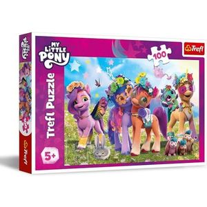 Trefl My Little Pony, grappige pony's, puzzel met 100 stukjes, kleurrijke puzzel met stripfiguren, creatief entertainment, vrije tijd voor kinderen vanaf 5 jaar