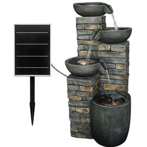 Dehner Mattone Tuinfontein op zonne-energie, vorstbestendig, fontein voor buiten, met ledverlichting, ca. 89 x 43 x 46 cm, polyhars, bruin/grijs