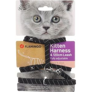 Kat Harnas met looplijn voor kittens Elza Zwart 15-22cm 20-30cm 120cm 10mm