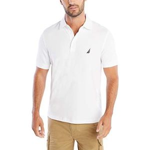 Nautica Poloshirt voor heren, korte mouwen, katoen, stretch poloshirt, stretch wit, L, Stralend wit