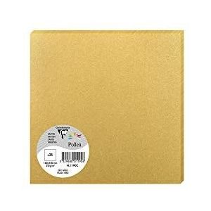 Clairefontaine 1190C – verpakking van 25 afzonderlijke kaarten – formaat vierkant 16 x 16 cm – 210 g/m² – kleur goud – uitnodigingskaarten voor evenementen en correspondentie – serie pollen – premium papier glad