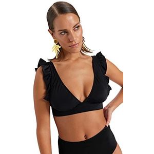 Trendyol Gestructureerde bikini met strik voor dames, zwart.