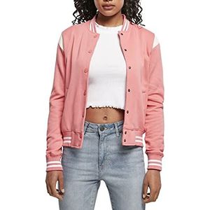 Urban Classics Inset College Sweatjack voor dames, 1 stuk, Paleprose Rose / zand wit