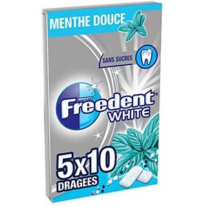 FREEDENT WHITE - kauwgom munt zoet zonder suiker - 5 verpakkingen van 10 dragees - 70 g