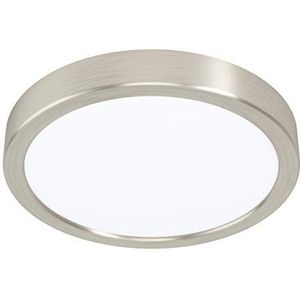 EGLO LED plafondlamp Fueva 5, Ø 21 cm, 1 lichtpunt, moderne opbouwlamp van staal met een kunststof lichtoppervlak, plafondlamp in nikkel-mat, wit, LED opbouwlamp warmwit