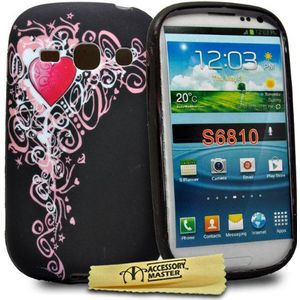 Accessory Master 505571633374 siliconen hoes beschermhoes voor Samsung Galaxy Fame S6810 hart bloemen