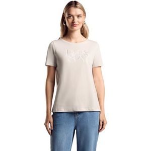 Street One A321957 T-shirt met print voor dames, Beige zand glad