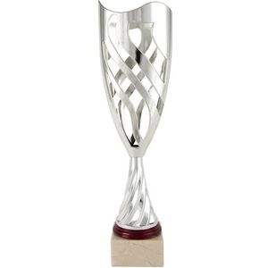 Art-Trophies AT12541 Commerciële sporttrofee voor volwassenen, uniseks, zilver/rood, 37 cm