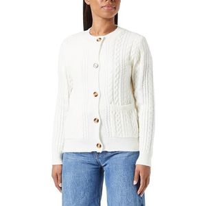 Blonda Vintage gebreid damesvest, dik, gevlochten, wit, maat XS/S, wol/wit, XS, Wol/Wit