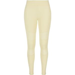 URBAN CLASSICS Tech Mesh leggings, transparante mesh-inzetstukken op de benen, elastisch en flexibel materiaal, normale taille, meerdere kleuren, maten: XS - 5XL, Zacht geel