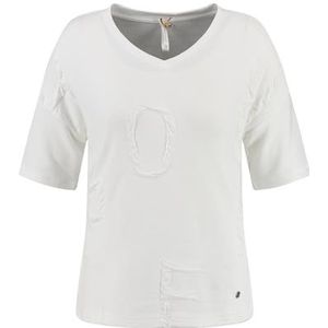 KEY LARGO T-shirt à col en V Signature pour femme, Blanc cassé (1001), XL