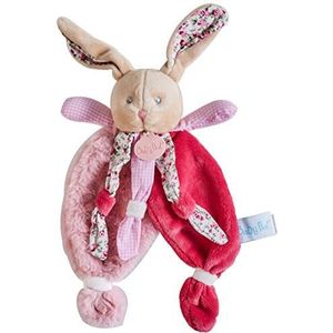 Baby Nat' BN0111 - knuffeldier konijn pop roze - bloemenprint - originele vorm, gemakkelijk vast te pakken met knopen en grote oren - cadeau-idee voor geboorte baby meisje en jongen - BN0111