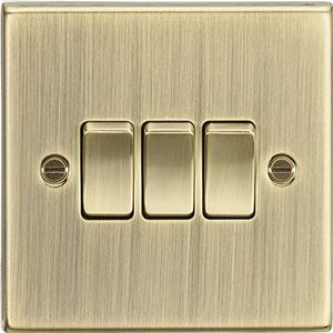 10AX 3G 2-weg plaat schakelaar - vierkante rand antiek messing CS4AB
