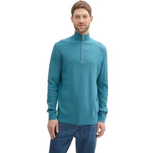 TOM TAILOR Pull Troyer en coton pour homme, 36299 - Bright Teal Melange, L