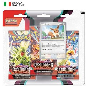 Pokémon set van drie enveloppen (Eevee) uit de uitbreiding Scarlatto en Violetto - vurige oxidiaan van de GCC Pokémon (en een holografische kaart), editie in het Italiaans