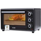 ICQN 50 liter mini oven | 1400 W | Circulerende lucht | Pizzaoven | Dubbele beglazing | Braadspit | Timer | Inclusief bakplaten set | Elektrische mini-oven | 40 ° -230 ° C | Geëmailleerd | zwart