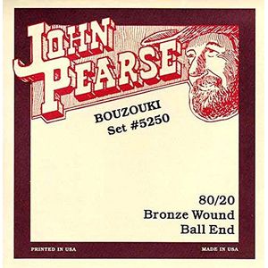 John Pearse Strings® 5250 snaren voor Irish Bouzouki 80/20 Bronzen Wound - Ball-End - 8 afzonderlijke snaren - Light Gauge Customs 10-40