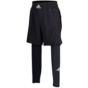 adidas Shorts Unisex Boxwear Tech Shorts Inner Long Tights voor volwassenen, zwart en wit, M, Zwart en wit.