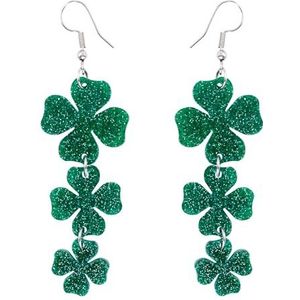 Klaver hangende oorbellen, Ierse stijl St. Patrick's Day oorbellen acryl geluksbrenger oorbellen groene klaverblad St. Patrick's Day accessoires voor vrouwen meisjes, metaal, acryl, Geen edelsteen