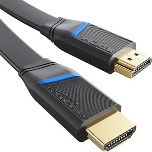 KabelDirekt - Platte HDMI-kabel - 2m - 4K @60Hz (plat formaat voor eenvoudige installatie - koper - tot 18 Gbit/s, HDMI 2.0 standaard, High Speed met ethernetkanaal, Blu-ray/PS5/Xbox/Switch, zwart)