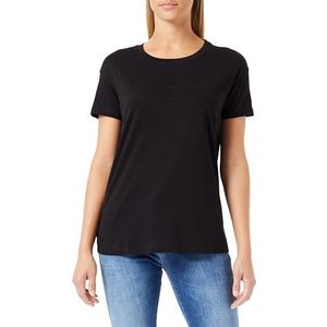 Armani Exchange T-shirt pour femme durable avec logo embossé, coupe Boyfriend, Noir, XS