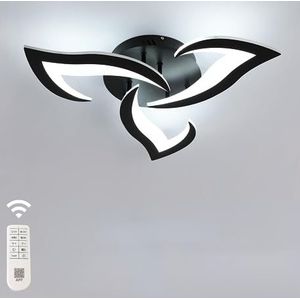 Comely Led-plafondlamp, dimbaar, moderne plafondlamp, acryl, 35 W, 3937 lm, 3000 K-6500 K, plafondlamp met afstandsbediening, voor slaapkamer, woonkamer, Dia 58 cm, zwart
