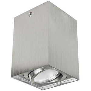 Maclean MCE426 C/M inbouwplafondlamp met GU10-fitting voor led- en halogeenlampen tot 40 W, opbouwmontage, draaibaar, aluminium (mat/chroom, 1 stuk - vierkant)