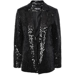 PIECES Pcbossy Blazer met pailletten voor dames, zwart.