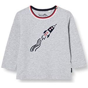 Sanetta Grijs melange baby jongens T-shirt met subtiele print op de borst, grijs, 56, grijs.