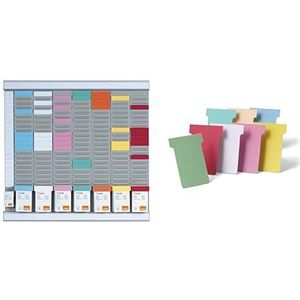 Nobo - Weekplanningsset met T-kaarten, 7 kolommen en 24 sleuven, index 2, meerkleurige T-kaarten en indexen inbegrepen, 2911080 & 100 stuks T-kaarten voor planning, index 2, paars, 2002012