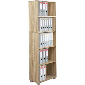 BAKAJI Boekenkast, plank, voile, 5 planken, meubels, 190 cm, kantoor, opslag, documenten, boeken, boekenkast, kast, planken, woonkamer, houten structuur