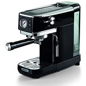 Ariete 1381 Koffiezetapparaat met manometer, compatibel met koffiepoeder en ESE-pads, 1300 W, inhoud 1,1 l, 15 bar druk, ½ kopjesfilter, cappuccino-apparaat, zwart
