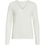 Vila Viril V-hals L/S gebreide top - Noos sweater voor dames, Witte Alyssum