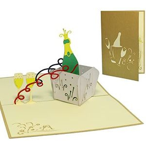 Lin LINPopUp® 3D verjaardagskaart cadeaubon champagne, N133