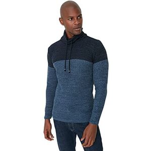 Trendyol Slim Fit trui met opstaande kraag en kleurblokken trainingspak heren, marineblauw, M, Navy Blauw