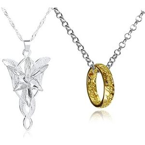 YouU Arwen 2 stuks halsketting met hanger in de vorm van een avondster Lord of the Rings Lord of the Rings voor cosplay kostuum sieraden voor zink, Zink