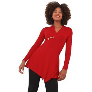 Joe Browns Tuniek met lange mouwen en V-hals met knopen, tuniekshirt voor dames, Rood