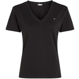 Tommy Hilfiger Nieuwe Slim Cody V-hals Ss gebreide tops S/S Dames, Zwart