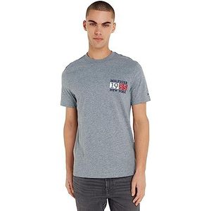 Tommy Hilfiger New York Flag T-shirt S/S heren, Grijs (Medium Grey Heather)