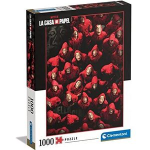 Clementoni - La Casa de Papel puzzel 1000 pzs Money Heist-1000 stuks Made in Italy, 1000 stukjes, tv-serie, Netflix, beroemde films, entertainment voor volwassenen, meerkleurig, medium, 39654