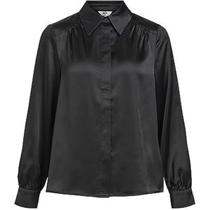 OBJECT Objsateen-T-shirt Noos L/S dames shirt met lange mouwen, zwart.